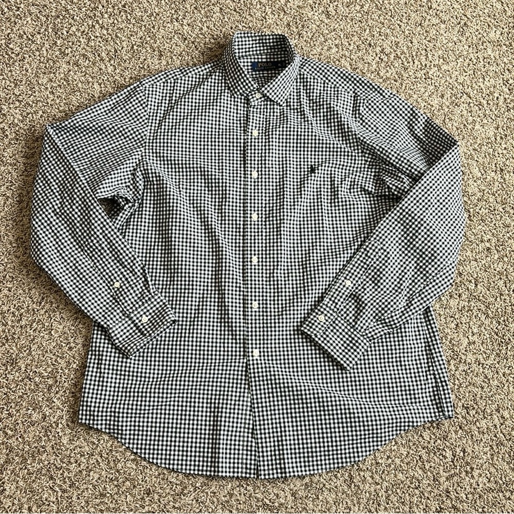 Ralph Lauren Men’s Black and White Gingham Button Down Shirt Size XL
